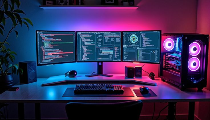 Premium custom gaming rig showing glowing liquid cooling components